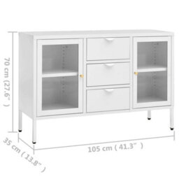 Vidaxl Sideboard White 105X35X70 Cm Steel And Tempered Glass - thumbnail 3