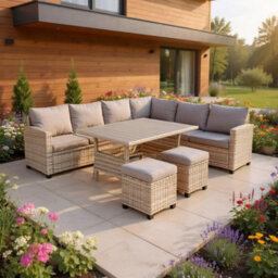 Garden Gear St Lucia Rattan Sofa Dining Set 8 Seater Modular Corner Outdoor Furniture With Cushions Coffee Table Grey Weave - thumbnail 2
