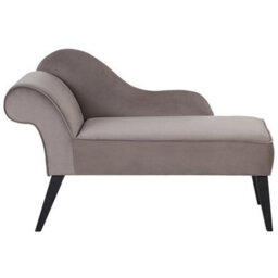 Beliani Left-Hand Chaise Longue Biarritz Velvet Taupe - thumbnail 1