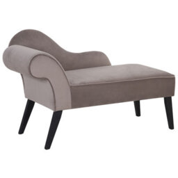 Beliani Left-Hand Chaise Longue Biarritz Velvet Taupe - thumbnail 4