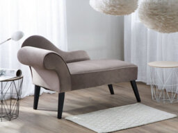 Beliani Left-Hand Chaise Longue Biarritz Velvet Taupe - thumbnail 2