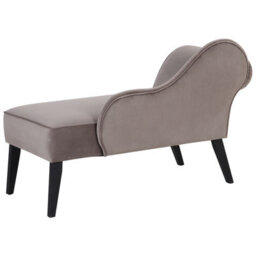 Beliani Left-Hand Chaise Longue Biarritz Velvet Taupe - thumbnail 5