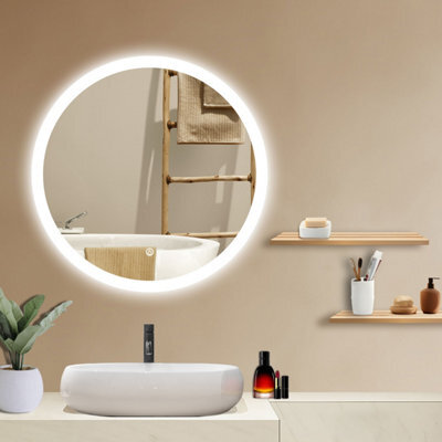 Probaty Bathrooms 600mm Round Mirror With Led Illuminated, Demister Pad Ip44,touch Sensor,backlit Wall Vanity Mirror(Model B) - image 1