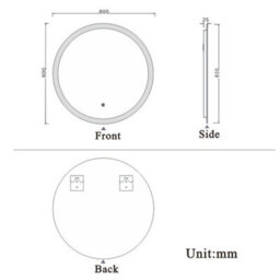 Probaty Bathrooms 600mm Round Mirror With Led Illuminated, Demister Pad Ip44,touch Sensor,backlit Wall Vanity Mirror(Model B) - thumbnail 9