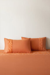 Velosso Orange Hex Tuft Duvet Cover And Pillowcase Set Double