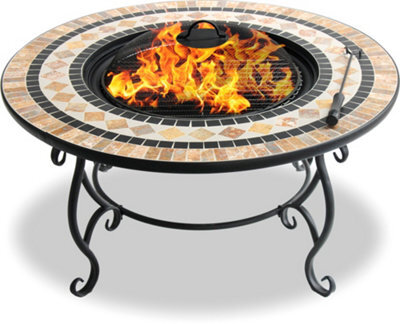Centurion Supports Fireology Beluga Opulent Garden Fire Pit Brazier, Coffee Table, Barbecue And Ice Bucket - Marble Finish - image 1