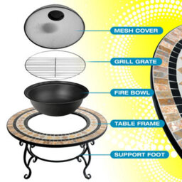 Centurion Supports Fireology Beluga Opulent Garden Fire Pit Brazier, Coffee Table, Barbecue And Ice Bucket - Marble Finish - thumbnail 8