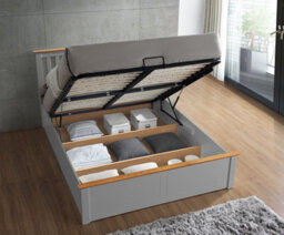 Rest Relax Manhattan Pearl Grey And Oak Trim Wooden Ottoman Bed - thumbnail 4