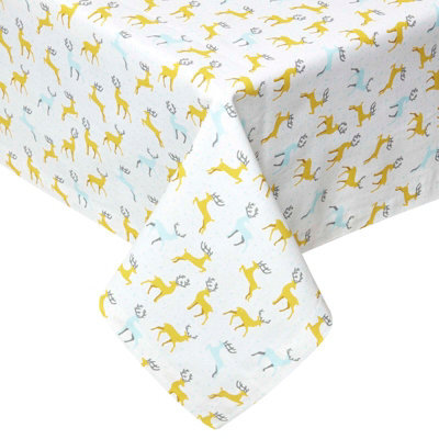 Homescapes Majestic Stag 100% Cotton Grey Christmas Tablecloth 178 X 305 Cm - image 1