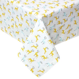 Homescapes Majestic Stag 100% Cotton Grey Christmas Tablecloth 178 X 305 Cm