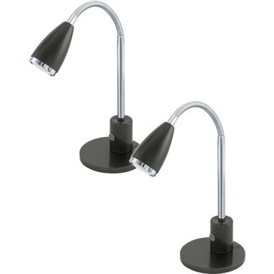 Modern Anthracite Table Lamp Set With Chrome Finish And Gu10 Bulbs - image 1