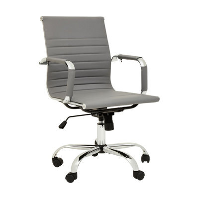 Orsina Comfortable Design Grey Low Back Home Office Chair, Ergonomic Work From Home Chair, Movable Sleek Chair - image 1