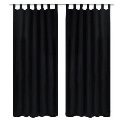 Berkfield 2 Pcs Black Micro-Satin Curtains With Loops 140 X 175 Cm - image 1