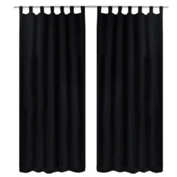 Berkfield 2 Pcs Black Micro-Satin Curtains With Loops 140 X 175 Cm