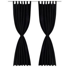 Berkfield 2 Pcs Black Micro-Satin Curtains With Loops 140 X 175 Cm - thumbnail 2