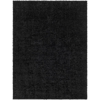 Livabliss Cloudy Shaggy-Solid Color Black Plush Soft Pile Living Bedroom Rug 160 X 213 Cm Easy Care, Non Shedding - image 1