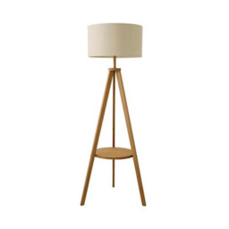 ValueLights Morrigan Mid Wood Shelf Floor Lamp With Cream Shade - thumbnail 7