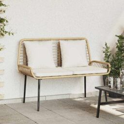 Berkfield Garden Bench Poly Rattan, Steel - thumbnail 1