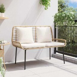 Berkfield Garden Bench Poly Rattan, Steel - thumbnail 3