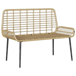 Berkfield Garden Bench Poly Rattan, Steel - thumbnail 4