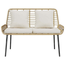 Berkfield Garden Bench Poly Rattan, Steel - thumbnail 5