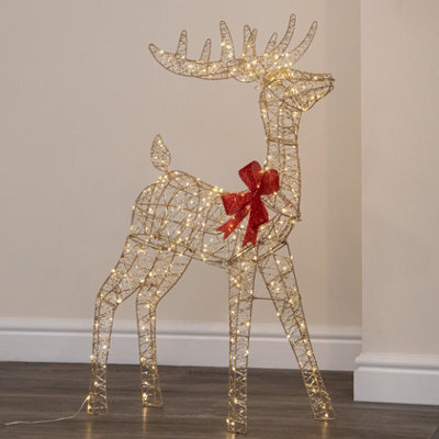 Samuel Alexander 1M Light Up Gold Twist Christmas Standing Reindeer With 300 Warm White Leds - image 1