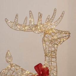 Samuel Alexander 1M Light Up Gold Twist Christmas Standing Reindeer With 300 Warm White Leds - thumbnail 4