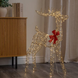 Samuel Alexander 1M Light Up Gold Twist Christmas Standing Reindeer With 300 Warm White Leds - thumbnail 3