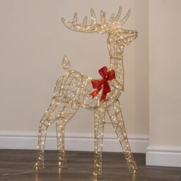Samuel Alexander 1M Light Up Gold Twist Christmas Standing Reindeer With 300 Warm White Leds - thumbnail 1