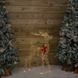 Samuel Alexander 1M Light Up Gold Twist Christmas Standing Reindeer With 300 Warm White Leds - thumbnail 9
