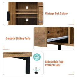 Sideboard Cabinet For Living Room, Chest Of Drawers With With 2 Doors And 3 Drawers, Dark Oak, 40D X 120W X 76H Centimetres - thumbnail 2