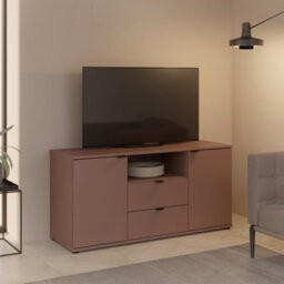 Furniture To Go Ganymede Tv Unit With Open Shelf, 2 Drawers And 2 Doors In Terracotta