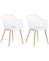 Beliani Nordic Dining Chairs Set Of 2 White Synthetic Net Back. - thumbnail 3