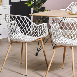 Beliani Nordic Dining Chairs Set Of 2 White Synthetic Net Back. - thumbnail 2