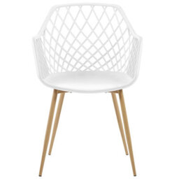 Beliani Nordic Dining Chairs Set Of 2 White Synthetic Net Back. - thumbnail 1