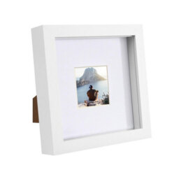 "Nicola Spring 6"" X 6"" White 3D Box Photo Frame - 2"" X 2"" Mount - White" - thumbnail 1