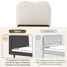 Matteo Children's Single Ottoman Bed Frame With Hydraulic Storage & Upholstered Bouclé Headboard, Beige - thumbnail 5