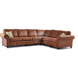Furnishings For Less UK Oakland Tan Chesterfield 6 Seater L Shape Large Corner Sofa - thumbnail 1