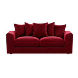Furnishings For Less UK Brooklyn Plush Velvet Fibre Fabric Sofa Set 3 And 2 Seater Sofa Red - thumbnail 2