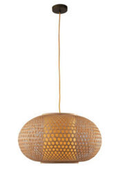 Luminosa Lighting Luminosa Zen Wire Frame Pendant Ceiling Light Wood 60X35Cm - thumbnail 1