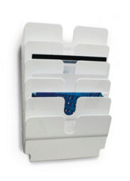 Durable Flexiplus 6 Wall Mounted Literature Tray - A4 Landscape Holder - White