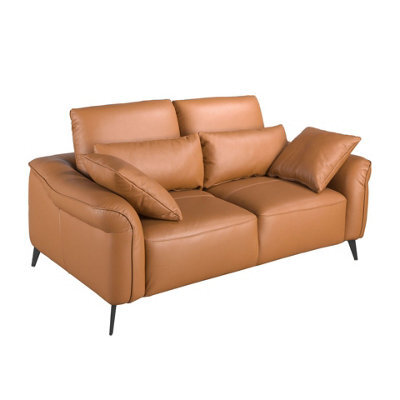 Angel Cerda Elegant Brown Leather 2 Seater Sofa For Modern Living Spaces - image 1