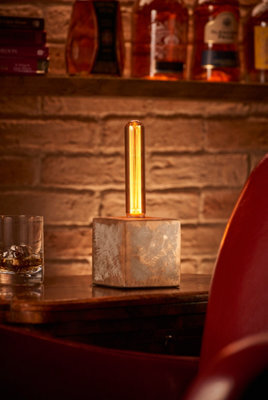 Auraglow Mysa Bronzed Effect Stone Table Desk Lamp - Multnomah - With Ag546 - image 1
