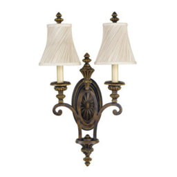 Elstead Drawing Room 2 Light Indoor Candle Wall Light Walnut, E27