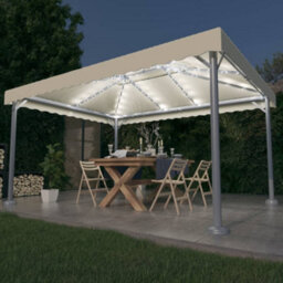Berkfield Classic Gazebo With Led String Lights 400X300 Cm Cream Aluminium - thumbnail 2