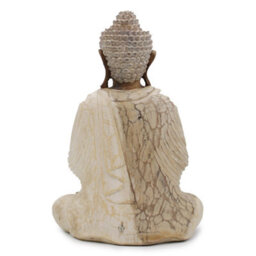 Handcrafted Whitewash Buddha Statue - 40Cm Natural Balinese Art - thumbnail 4