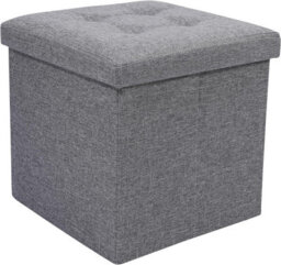 Storage Ottoman Padded Foldable Bench Chest With Lid Holds Up To 100 Kg For Bedroom Room Grey Linen 38Cm X 38 Cm X 38 Cm - thumbnail 2