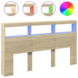Berkfield Headboard Cabinet With Led Sonoma Oak 180X17X102 Cm - thumbnail 2