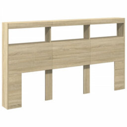 Berkfield Headboard Cabinet With Led Sonoma Oak 180X17X102 Cm - thumbnail 3