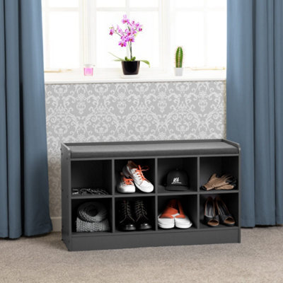 Seconique Portland Shoe Bench In Grey With Fabric Bench Seating - image 1